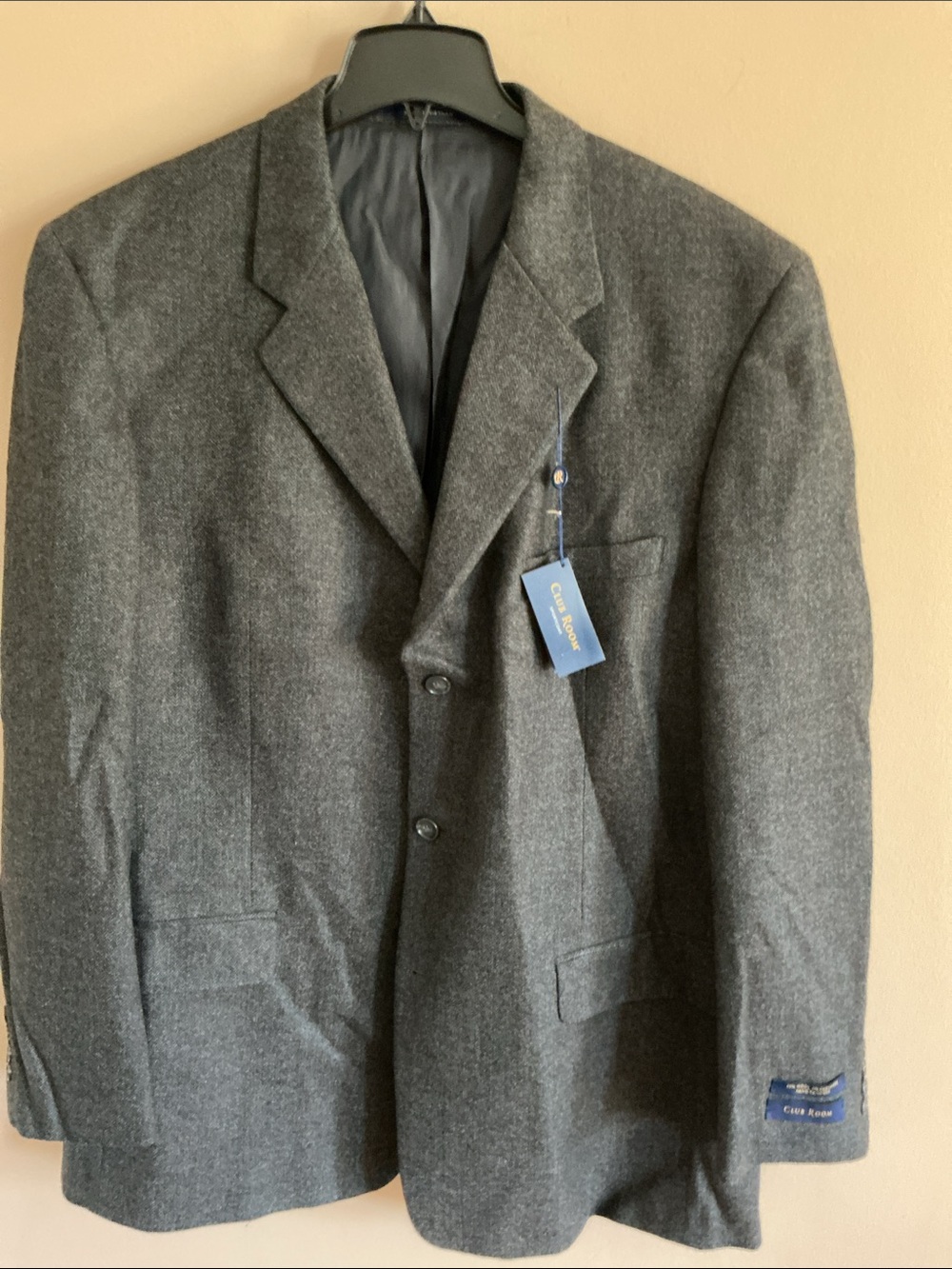 NWT Classic Black Pinstripe Men's Blazer, 95% wool % cashmere